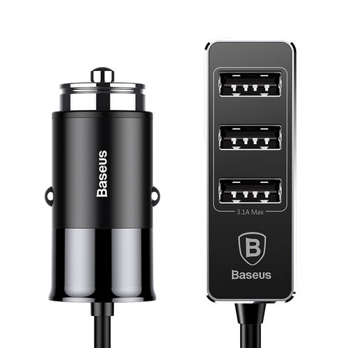 Baseus (5.5A) Enjoy (4-Port) USB Car Charger / Extension Cable Hub (1.5m) for Phone / Tablet